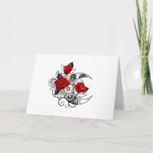 Cartes Pour Fêtes Annuelles Croissant mécanique avec roses rouges