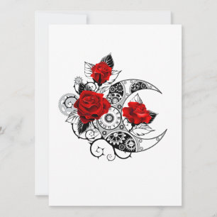 Cartes Pour Fêtes Annuelles Croissant mécanique avec roses rouges