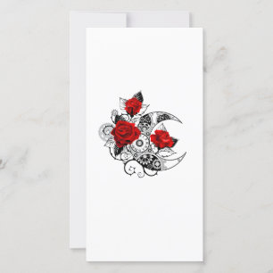 Cartes Pour Fêtes Annuelles Croissant mécanique avec roses rouges