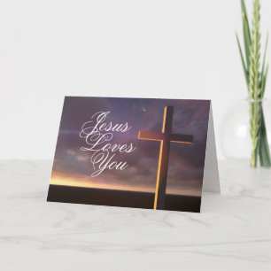Cartes Pour Fêtes Annuelles Croix avec "Jésus t'aime" Bible Verse Card