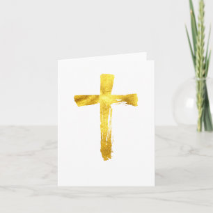 Cartes Pour Fêtes Annuelles Croix brossée dorée - Crucifix chrétien moderne