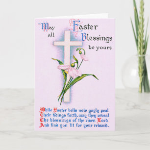 Cartes Pour Fêtes Annuelles Croix chrétienne Poème Lily de Pâques