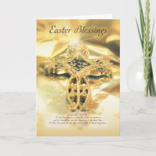 Cartes Pour Fêtes Annuelles Croix/Crucifix de bénédictions de Pâques (Devant)