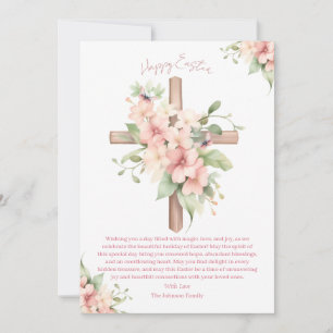 Cartes Pour Fêtes Annuelles Croix de Pâques à l'aquarelle personnalisée