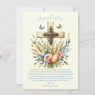 Cartes Pour Fêtes Annuelles Croix de Pâques à l'aquarelle personnalisée