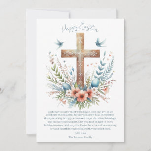 Cartes Pour Fêtes Annuelles Croix de Pâques à l'aquarelle personnalisée