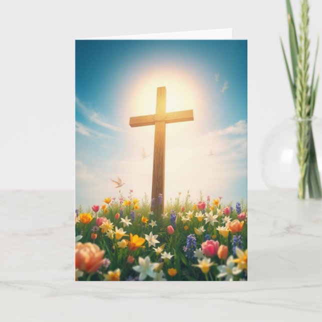 Cartes Pour Fêtes Annuelles Croix de Pâques et lueur (Devant)