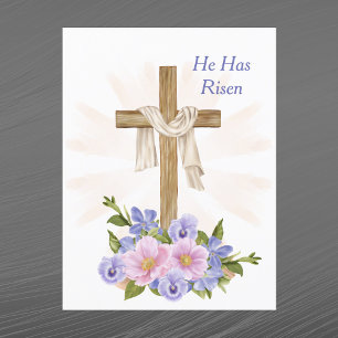 Cartes Pour Fêtes Annuelles Croix de Pâques pourpre Chrétien Floral