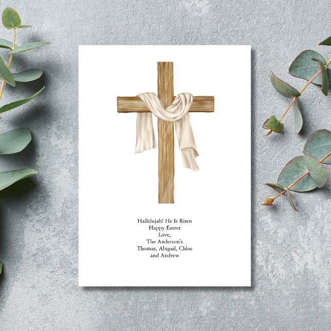 Cartes Pour Fêtes Annuelles Croix de Pâques Suaire religieux chrétien (Wooden Cross with Shroud Easter Card Religious Christian Catholic)