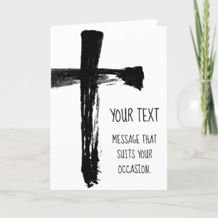 Cartes Pour Fêtes Annuelles Croix de pinceau noir - Christian Artisfix