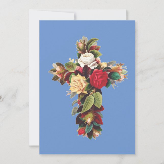Cartes Pour Fêtes Annuelles Croix de Roses (Devant)