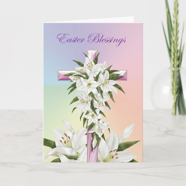 Cartes Pour Fêtes Annuelles Croix des bénédictions de Pâques (Devant)