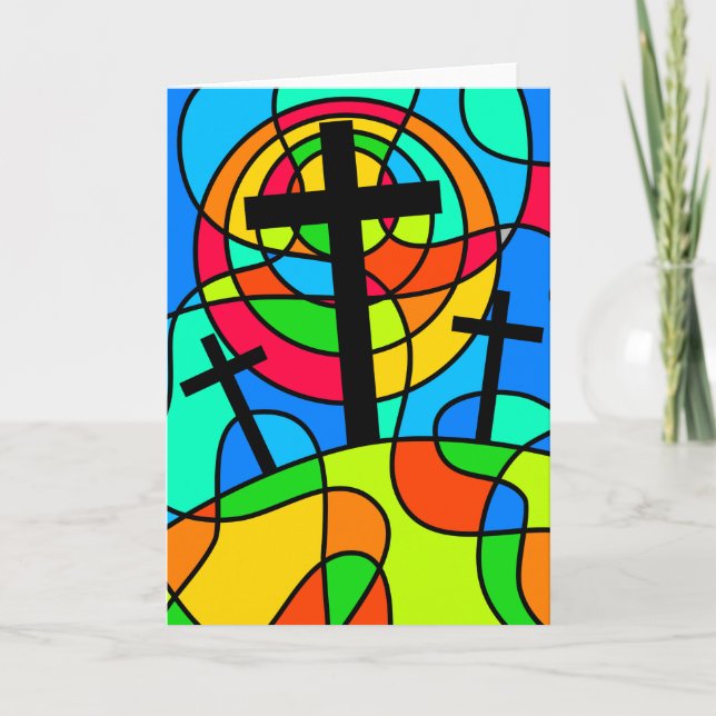 Cartes Pour Fêtes Annuelles Croix du Calvaire en verre tendu (Devant)