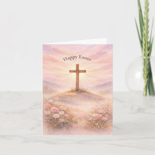 Cartes Pour Fêtes Annuelles Croix en bois à l'aquarelle Alleluia Joyeuses Pâqu