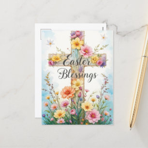 Cartes Pour Fêtes Annuelles Croix florale Bénédictions de Pâques