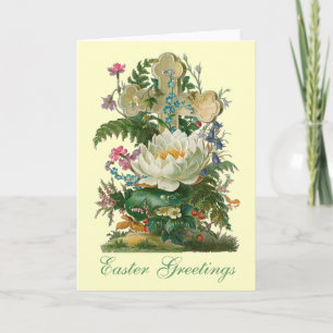 Cartes Pour Fêtes Annuelles Croix florale Salutations de Pâques