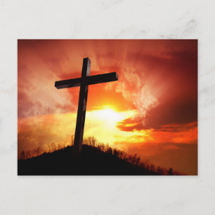 Cartes Pour Fêtes Annuelles Croix religieuse de Pâques au coucher du soleil