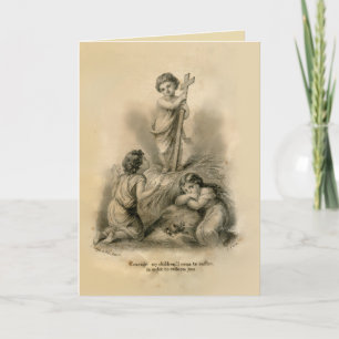 Cartes Pour Fêtes Annuelles Croix Vintage de Jésus avec enfants Religieux