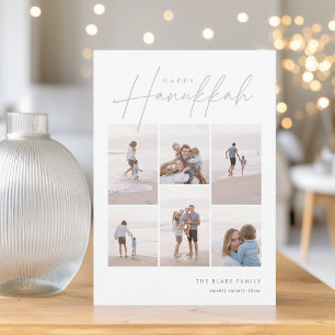 Cartes Pour Fêtes Annuelles Croquis Cursive 6 Photo Collage Hanoukka