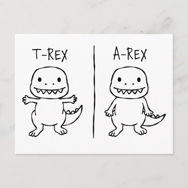 Cartes Pour Fêtes Annuelles Croquis T-Rex T-Pose (Devant)