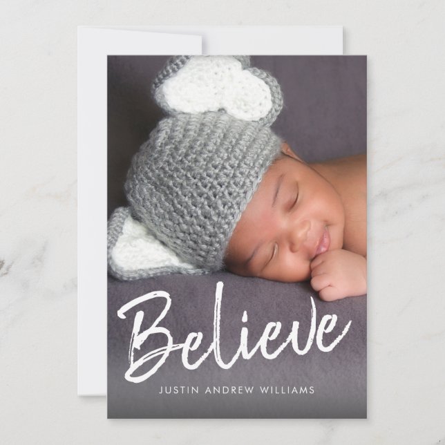 Cartes Pour Fêtes Annuelles Croyance Écriture Bébé Premier Noël Photo Moderne (Devant)