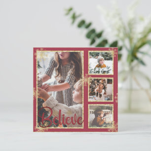 Cartes Pour Fêtes Annuelles Croyez 4 flocons de neige Noël