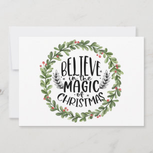 Cartes Pour Fêtes Annuelles Croyez en la couronne d'aquarelle magique