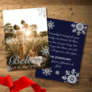 Cartes Pour Fêtes Annuelles Croyez en la magie des flocons de neige de Noël Ph
