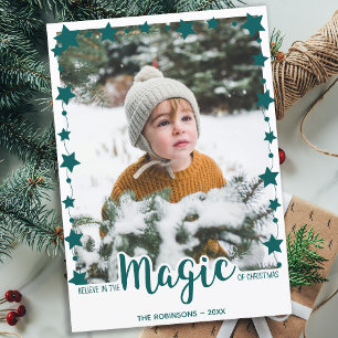 Cartes Pour Fêtes Annuelles Croyez en la magie personnalisée photo jote Noël