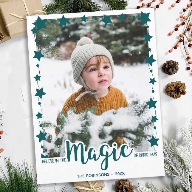 Cartes Pour Fêtes Annuelles Croyez en la magie personnalisée photo jote Noël (Créateur téléchargé)