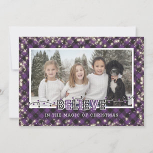 Cartes Pour Fêtes Annuelles Croyez en la magique violet photo plaid