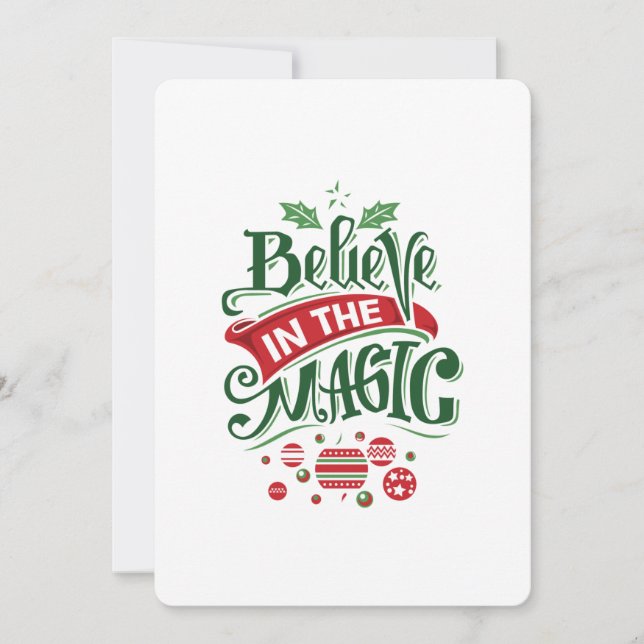 Cartes Pour Fêtes Annuelles Croyez en la Typographie Magique de Noël (Devant)