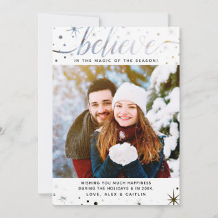 Cartes Pour Fêtes Annuelles Croyez en l'effet Magic Photo-Matching Text