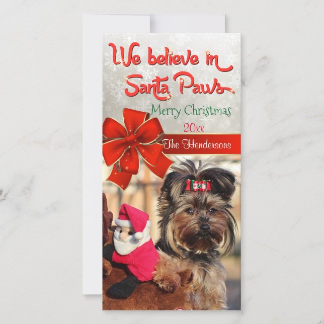 Cartes Pour Fêtes Annuelles Croyez en Père Noël Paws Photo (Devant)