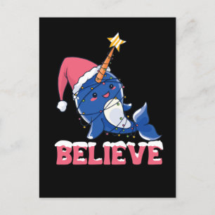 Cartes Pour Fêtes Annuelles Croyez Narwhal Noël Fée Lumières