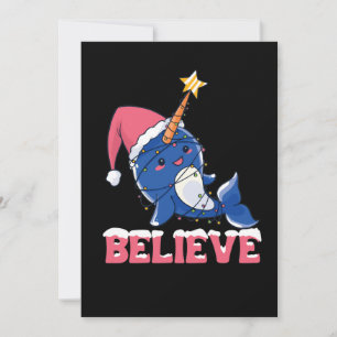 Cartes Pour Fêtes Annuelles Croyez Narwhal Noël Fée Lumières