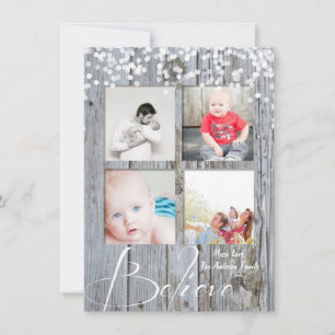 Cartes Pour Fêtes Annuelles Croyez Rustic Wood Sparkle Stars Noël
