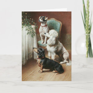 Cartes Pour Fêtes Annuelles Cru - attente de chiens Noël,