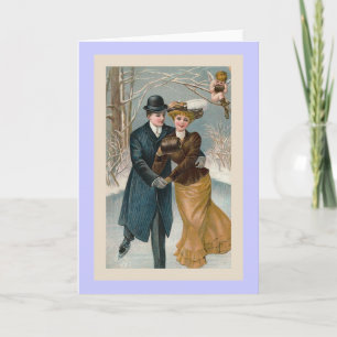 Cartes Pour Fêtes Annuelles Cru "de patinage de Noël"