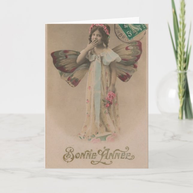 Cartes Pour Fêtes Annuelles Cru féerique de fille de bonne année française (Devant)