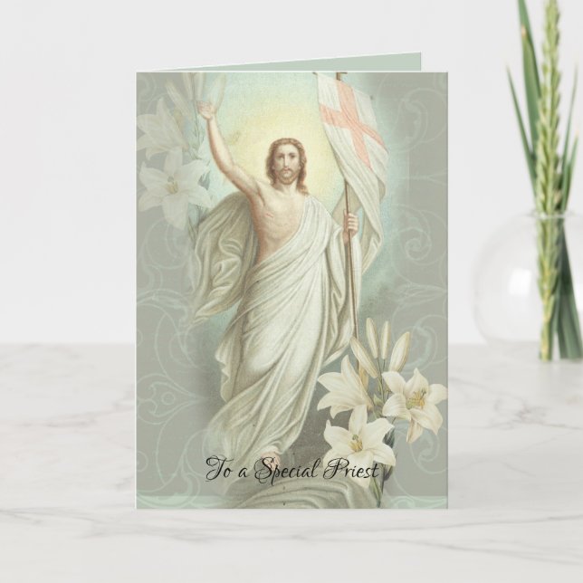 Cartes Pour Fêtes Annuelles Cru heureux de prêtre de résurrection de (Devant)