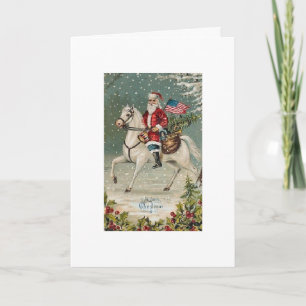 Cartes Pour Fêtes Annuelles Cru - Noël patriotique Père Noël,