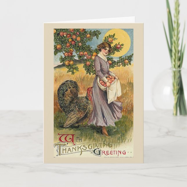 Cartes Pour Fêtes Annuelles Cru - salutation de thanksgiving, (Devant)