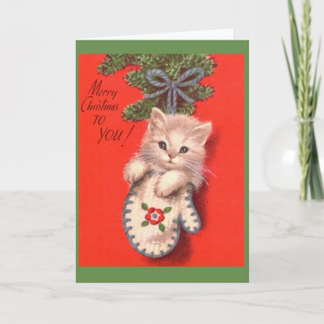 Cartes Pour Fêtes Annuelles Cru - un chaton pour Noël, (Devant)