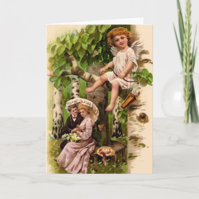 Cartes Pour Fêtes Annuelles Cru - Valentine - cupidon et couples (Devant)