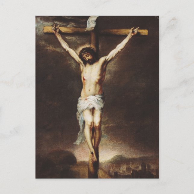 Cartes Pour Fêtes Annuelles Crucifixion par Bartolome Esteban Murillo (Devant)