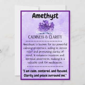 Cartes Pour Fêtes Annuelles Crystal Signification Card - Améthyste