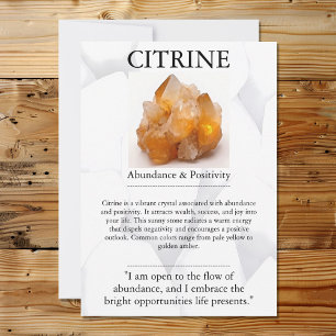 Cartes Pour Fêtes Annuelles Crystal Signification Card - Citrine
