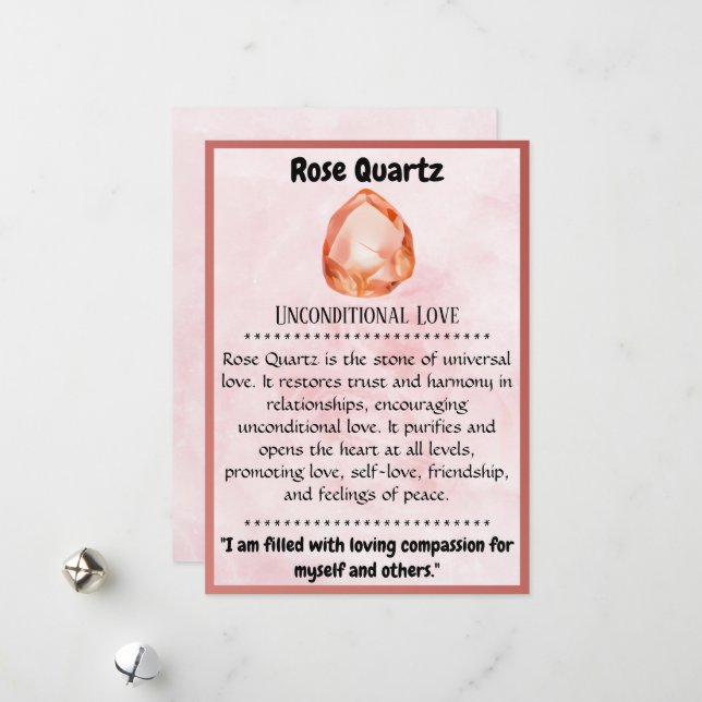 Cartes Pour Fêtes Annuelles Crystal Signification Card - Quartz Rose (Devant/Arrière en situation)