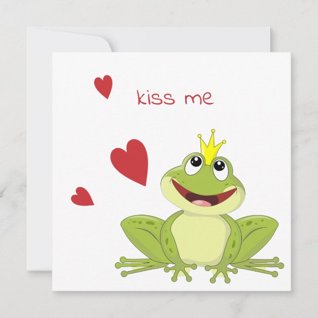 Cartes Pour Fêtes Annuelles Cube Frog Prince m'embrasse (Devant)